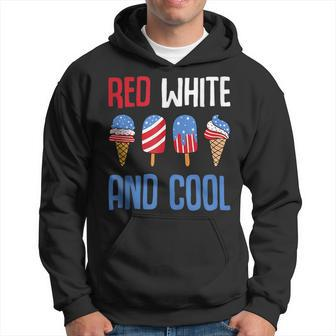 Red White And Cool Patriotic Ice Cream Popsicle 4Th Of July Hoodie | Mazezy