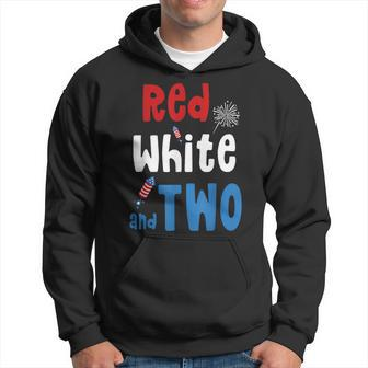 Red White And Two Birthday 4Th Of July American 2Nd Birthday Hoodie - Monsterry DE