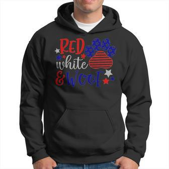 Red White And Woof Patriotic Dog Lover Usa Flag 4Th Of July Hoodie | Mazezy