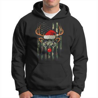 Reindeer Camo American Flag Christmas Pajama X-Mas Veteran Hoodie - Thegiftio UK