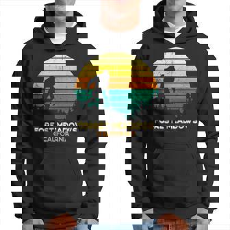 Retro Bayou Forest Meadows California Bigfoot Souvenir Hoodie | Mazezy