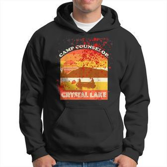 Retro Camp Counselor Crystal Lake With Blood Stains Counselor Hoodie | Mazezy