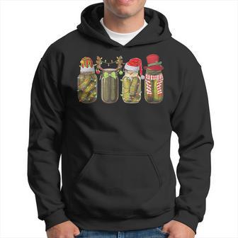 Retro Canned Pickle Christmas Light Xmas Pajama Pickle Lover Hoodie - Thegiftio UK