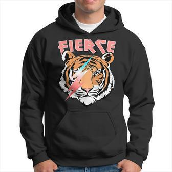Retro Fierce Tiger Lover Lightning Hoodie | Mazezy