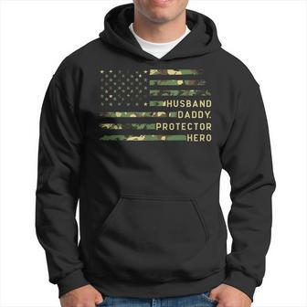 Retro Husband Daddy Protector Hero Fathers Day For Dad Hoodie | Mazezy