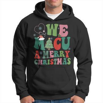 Retro We Micu A Merry Christmas Medical Icu Rn Aide Tech Hoodie - Thegiftio UK