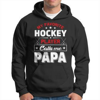 Retro My Favorite Hockey Player Calls Me Papa Fathers Day Hoodie