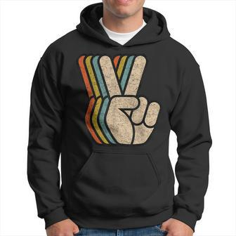 Retro Peace Sign V Fingers Vintage 60S 70S 80S Cool Graphic Hoodie