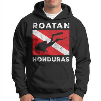 Retro Roatan Honduras Scuba Dive Vintage Dive Flag Diving Hoodie - Thegiftio UK
