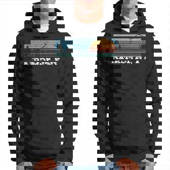 Retro Sunset Stripes Airmont New York Hoodie | Mazezy