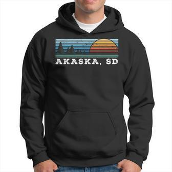 Retro Sunset Stripes Akaska South Dakota Hoodie | Mazezy CA