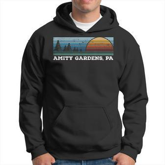 Retro Sunset Stripes Amity Gardens Pennsylvania Hoodie | Mazezy