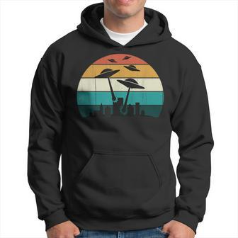 Retro Ufo Attack Sunset Cool Vintage Sci Fi Flying Saucers Hoodie | Mazezy