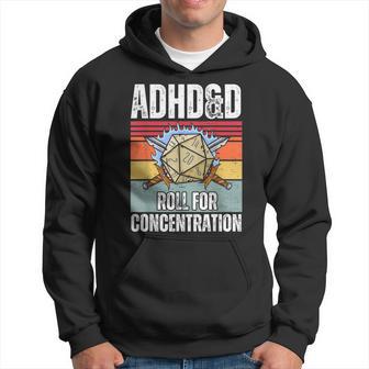 Retro Vintage Adhd&D Roll For Concentration Gamer Hoodie - Thegiftio