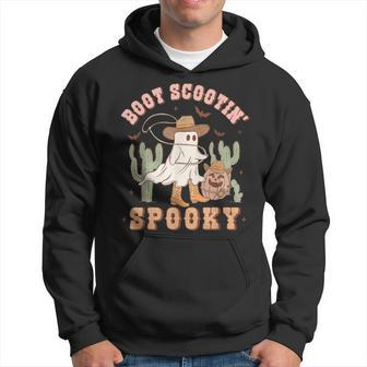 Retro Western Halloween Cowboy Ghost Boot Scootin Spooky Hoodie | Mazezy