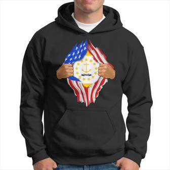 Rhode Island Roots Inside State Flag | American Proud Hoodie | Mazezy