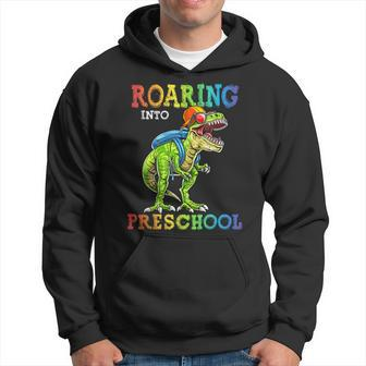 Roaring Into Preschool Dinosaur T Rex Back To School Boys Hoodie - Thegiftio UK