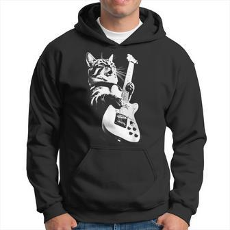 Rock Cat Playing Guitar - Funny Guitar Cat Hoodie | Mazezy AU