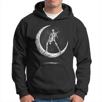 Rock On Skeleton Moon Rock And Roll Halloween Hoodie - Seseable