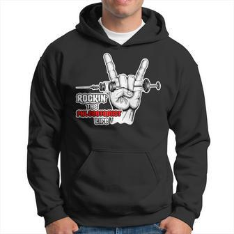 Rocking Phlebotomist Syringe Injection Blood Donor Aid Hoodie | Mazezy