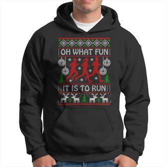 Running Ugly Christmas Oh What Fun It Is To Run Ugly Hoodie - Thegiftio UK