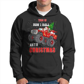 Santa Claus Monster Truck Boys Christmas Xmas Hoodie - Seseable