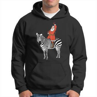 Santa Clause On A Zebra Ugly Christmas Sweater Hoodie | Mazezy