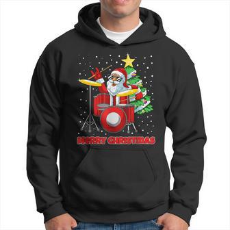 Santa Drummer Christmas Pajama X-Mas Drum Player Musician Hoodie - Thegiftio UK