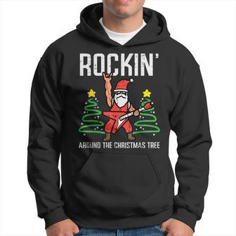 Santa Guitar Rockin Christmas Tree Xmas Rocker Boy Hoodie - Thegiftio UK