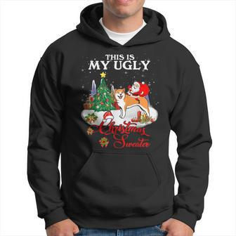 Santa Riding Akita This Is My Ugly Christmas Sweater Hoodie - Monsterry DE
