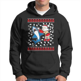 Santa Vs Shark Ugly Christmas Sweater Hoodie | Mazezy