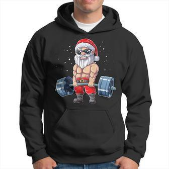 Santa Weightlifting Christmas Fitness Gym Deadlift Xmas Hoodie - Seseable