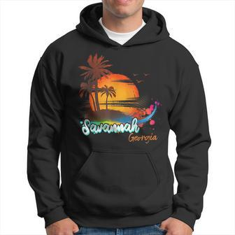 Savannah Georgia Beach Summer Vacation Palm Trees Sunset Men Georgia Gifts And Merchandise Funny Gifts Hoodie | Mazezy