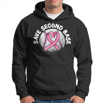 Save 2Nd Base Baseball Player Breast Cancer Awareness Hoodie - Monsterry