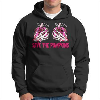 Save The Pumpkins Leopard Skeleton Breast Cancer Awareness Hoodie - Seseable