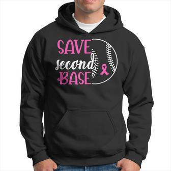 Save Second 2Nd Base Baseball Breast Cancer Awareness Hoodie - Seseable