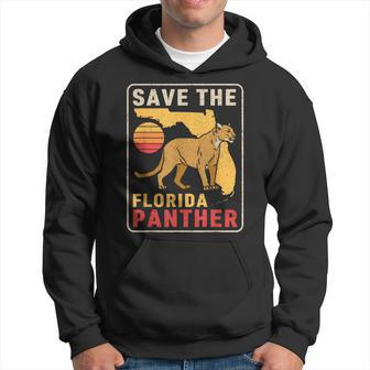 Save The Florida Panther Retro Wildlife Cougar Hoodie - Seseable
