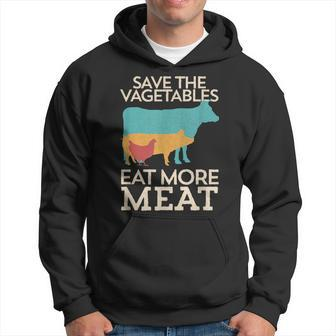 Save The Vegetables Eat More Meat Bbq Grilling Hoodie - Thegiftio UK