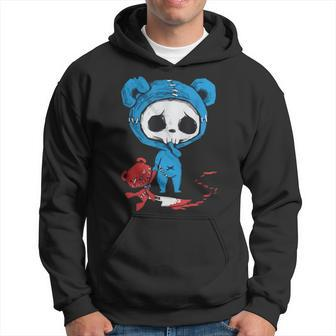 Scary Skeleton With Bloody Voodoo Doll Bear Fairy Grunge Alt Hoodie | Mazezy