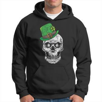 Scary St Patricks Day Skull With Lucky Leprechaun Hat Hoodie | Mazezy