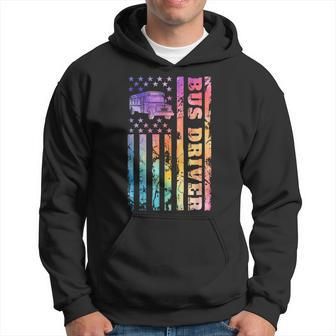 School Bus Driver 4Th Of July Amercan Flag Back To School Hoodie - Seseable