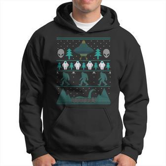 Sci Fi Bigfoot Aliens Yeti Ugly Christmas Sweater Hoodie | Mazezy