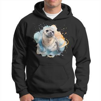 Seal Watercolor Sea Lion Hoodie | Mazezy
