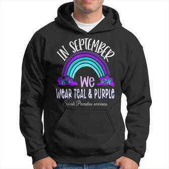 In September We Wear Teal Purple Ribbon Suicide Prevention Hoodie | Mazezy