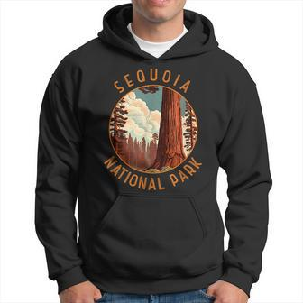 Sequoia National Park Illustration Distressed Circle Hoodie - Seseable