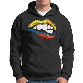 Sexy Biting Lips Colombia Flag Colombian Pride Hoodie | Mazezy