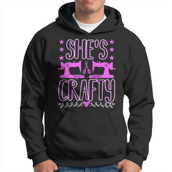 Shes Crafty Funny Sewing Quote Hoodie | Mazezy