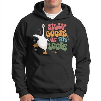 Silly Goose On The Loose Retro Groovy Silly Goose Club Hoodie | Mazezy