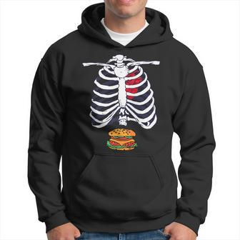 Skeleton Burger Halloween Foodie Scary Food Lover Hamburger Hoodie | Mazezy