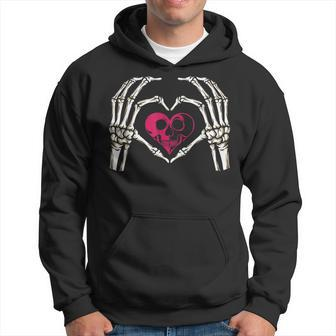 Skeleton Hand Heart Halloween Bones Love Hoodie - Seseable